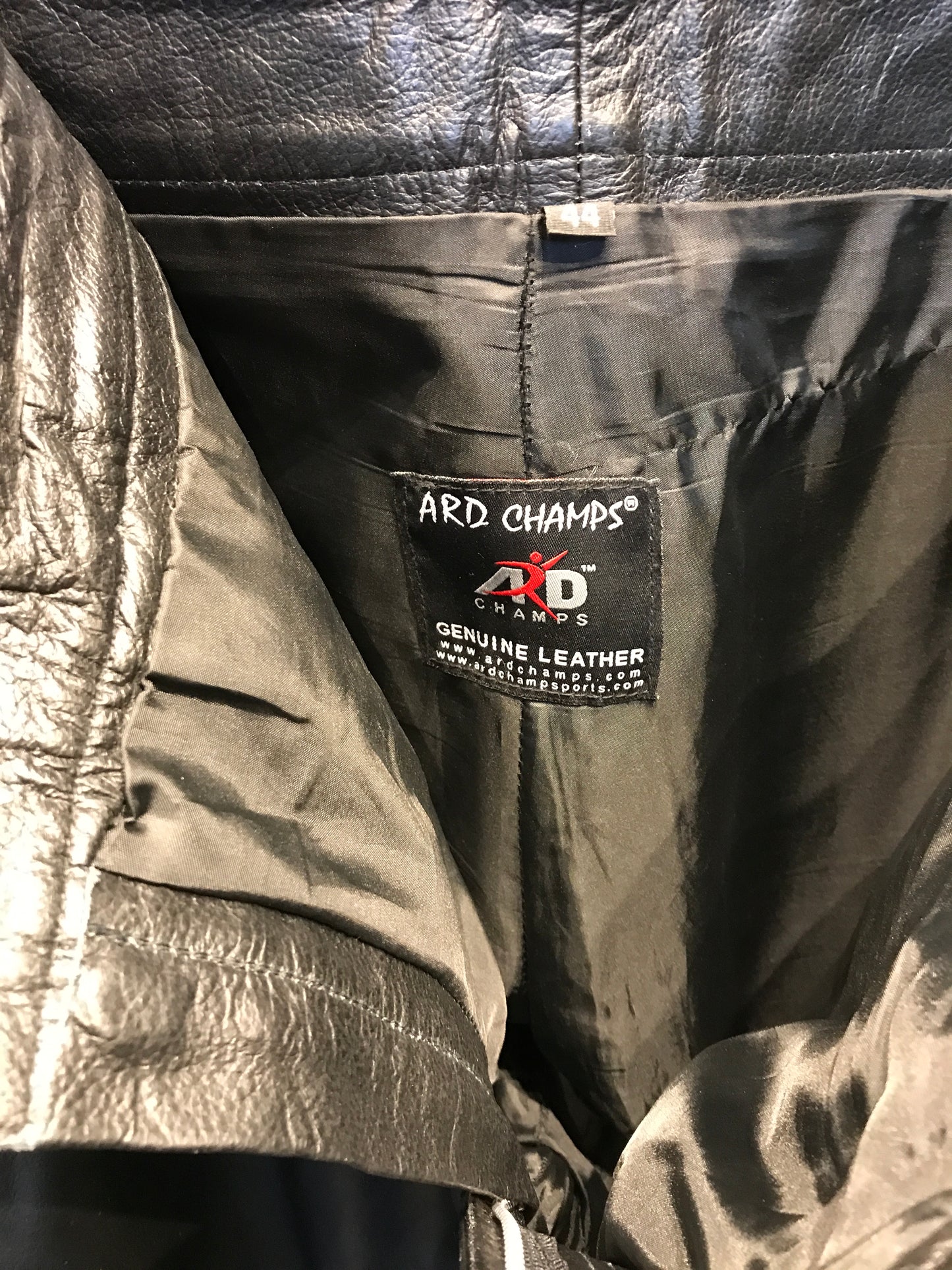 ARD CHAMPS men’s leather 5-pocket pants with lace sides, size 44